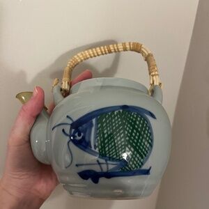 Vintage Hand Painted Japanese Ceramic Tea Pot Koi Fish Theme Cute